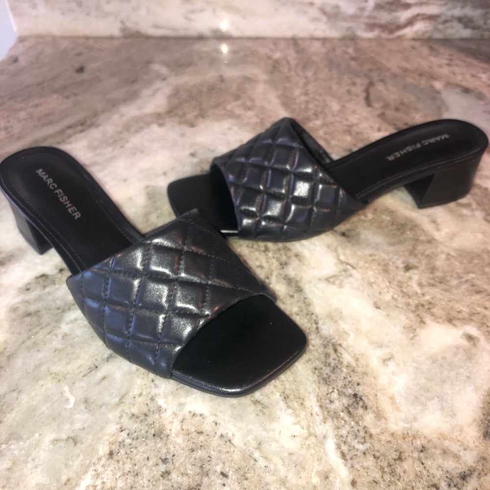 Marc Fisher Carsten Black Quilted Block Heels NEW